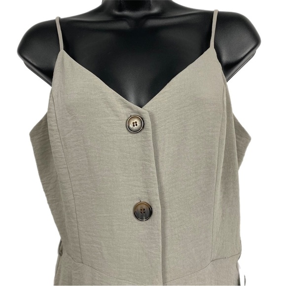 New | Good Luck Gem Button Down Woven Mini Dress In Light Grey Size Medium - Picture 3 of 11